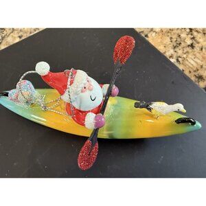 Santa on Kayak Christmas Ornament Holiday Tree Decoration